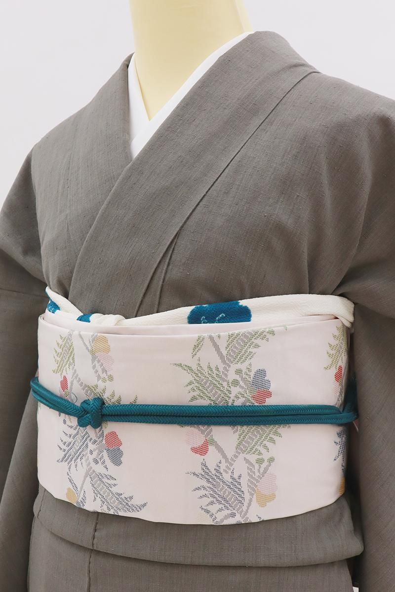 銀座【A-4046】結城紬 グレー系 無地（名古屋三越扱い） :身丈157.5/裄