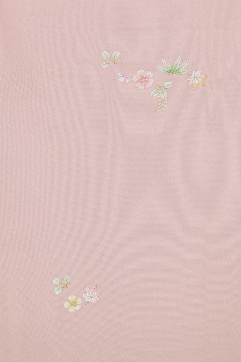 銀座【D-3638】刺繍 小紋 ピンク系 四季花文 :身丈170/裄70 - 銀座