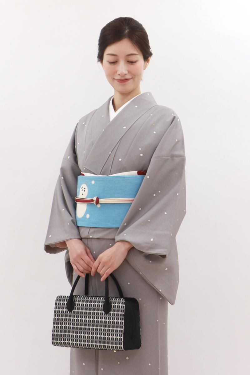 G-3233】利休バッグ 吉野格子 黒色×グレー系 - 銀座きもの青木｜長く