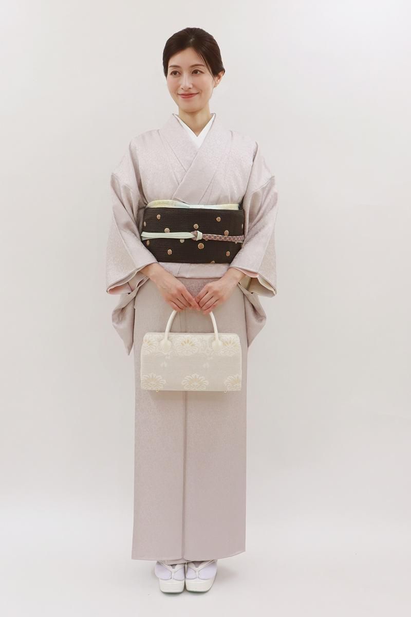 銀座【C-3010】染一ッ紋 色無地 ピンク系 花唐草の地紋 :身丈159/裄65