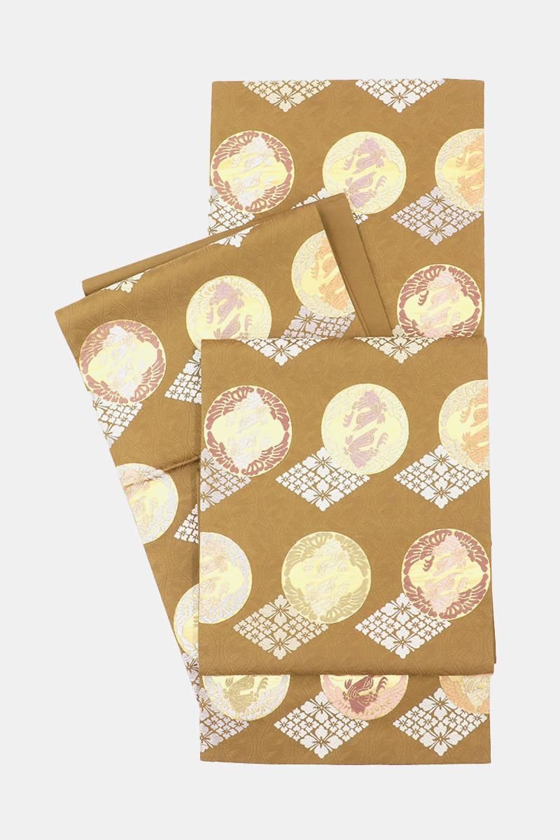 銀座【L-7836】袋帯 茶色系 鴛鴦花菱文 - 銀座きもの青木｜長く大切に