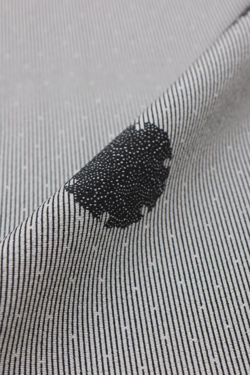 銀座【D-3650】横谷楠生作 小紋 グレー系 木賊縞に雪輪文（落款入