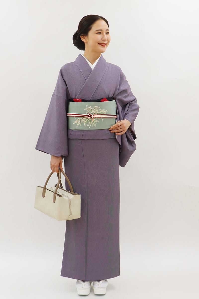 銀座【C-3018】伝統工芸士 服部光擴 染一ッ紋 江戸小紋 紫色系 角通し