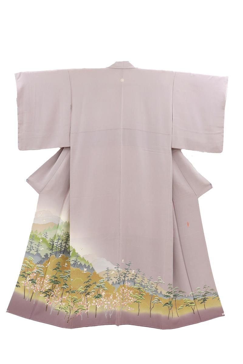 銀座【B-3918】本加賀友禅 星野高志作 染一ッ紋 色留袖 紫色系 風景文