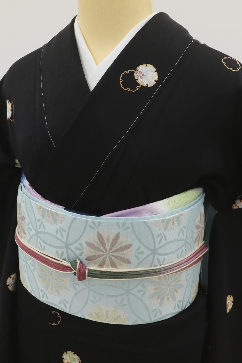 銀座【D-3667】小紋 黒色 雪輪文（反端付・高島屋扱い） :身丈155/裄64