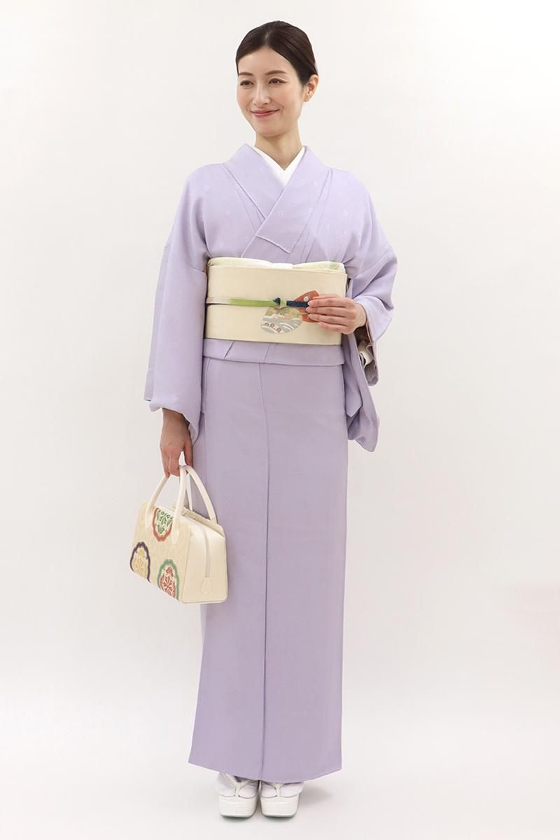 銀座【C-3052】色無地 紫色系 小花の地紋 :身丈157/裄66.5/細め - 銀座