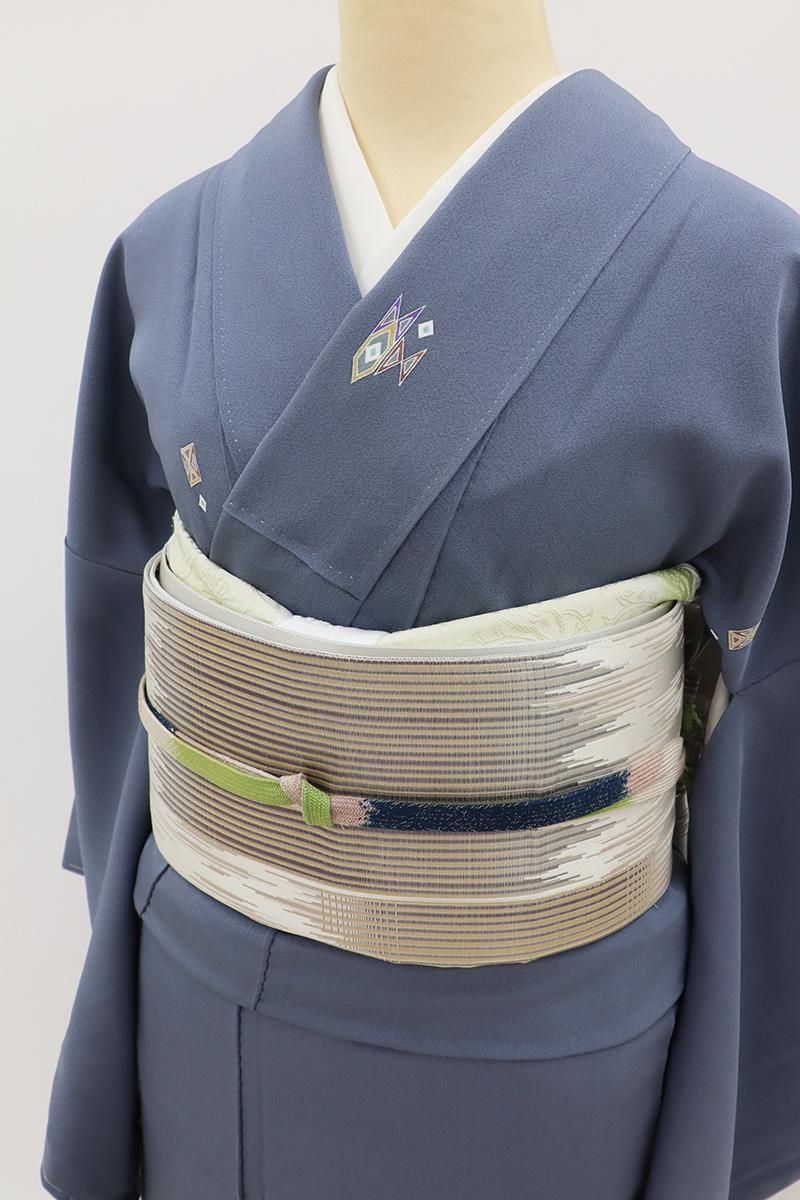 銀座【D-3710】本加賀友禅 澤田谿女作 小紋 藍色系 幾何文（落款入