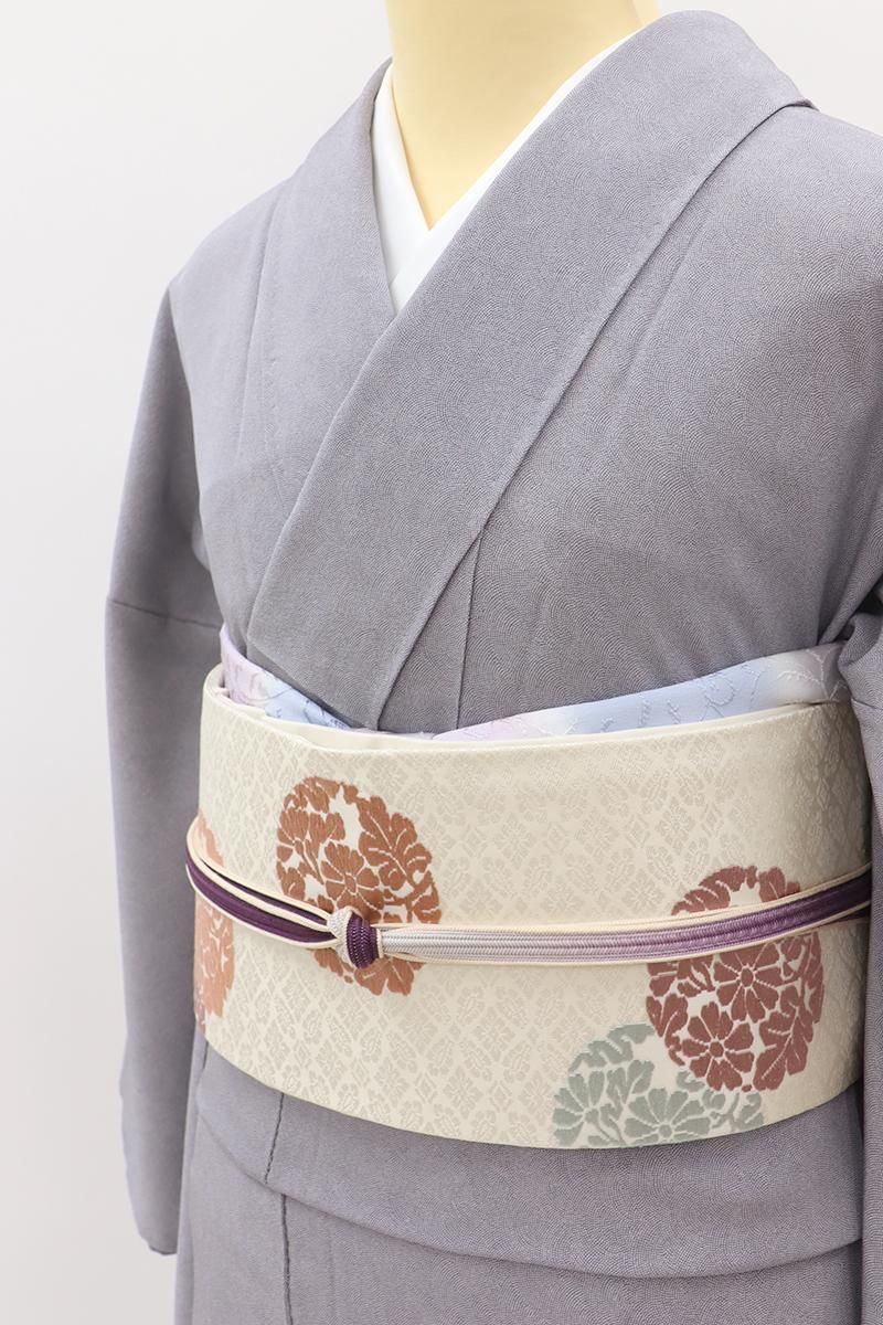 銀座【C-3095】小紋師 北原寿永作 江戸小紋 鳩羽鼠色 鮫（落款入・反端