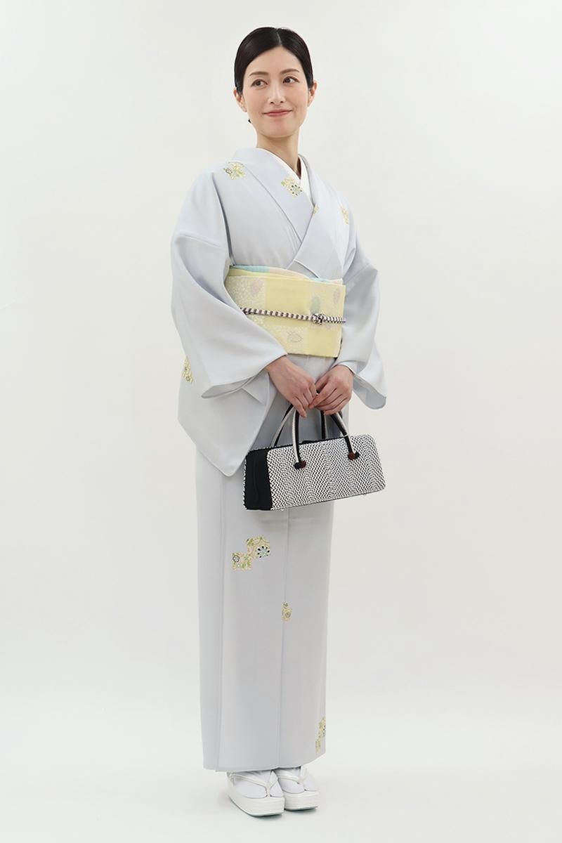 銀座【D-3753】単衣 小紋 淡い薄藤色 源氏香図（反端付）（N） :身丈