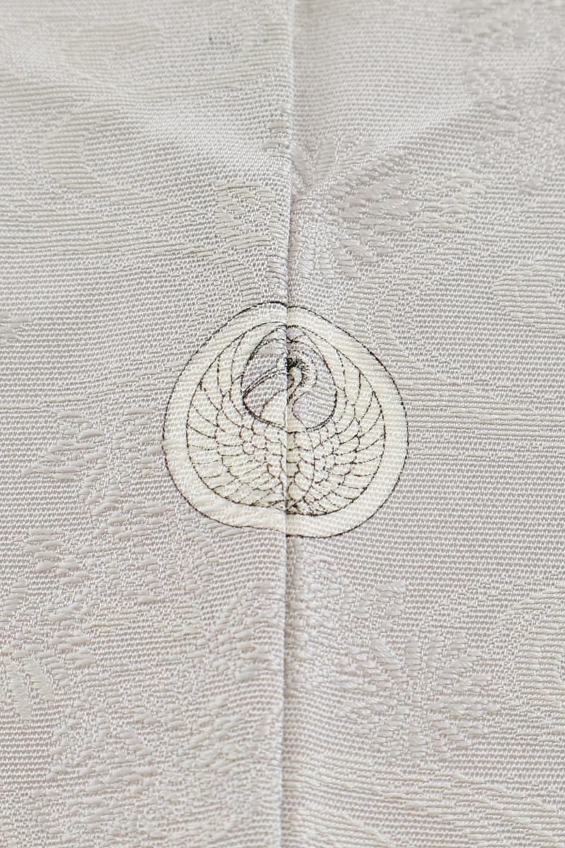 銀座【C-3186】単衣 染一ッ紋 色無地 桜鼠色 流水に菊の地紋 :身丈