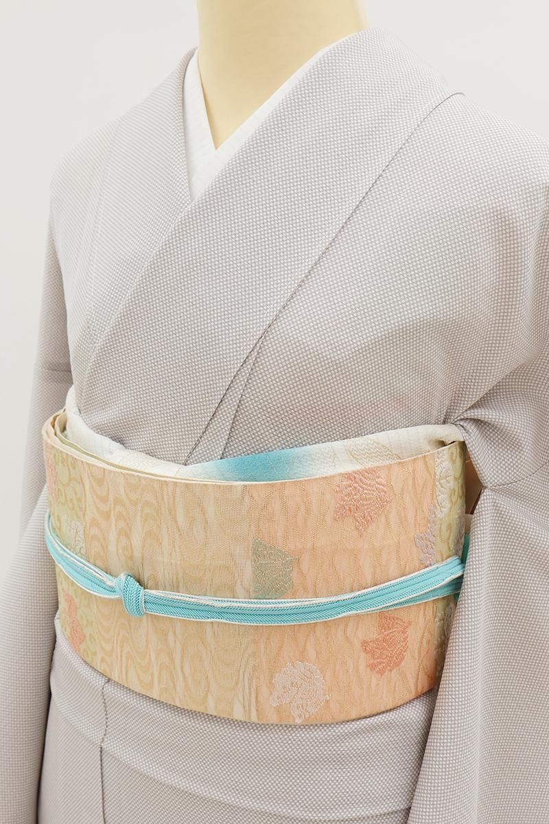 銀座【C-3195-2】絽 江戸小紋 桜鼠色 行儀（反端付）（N） :身丈162/裄