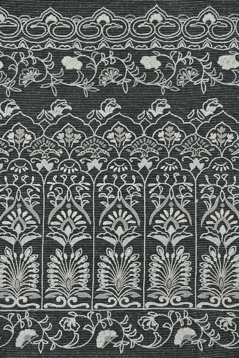 銀座【L-8327】絽 相良刺繍 袋帯 黒色 装飾花文 - 銀座きもの青木