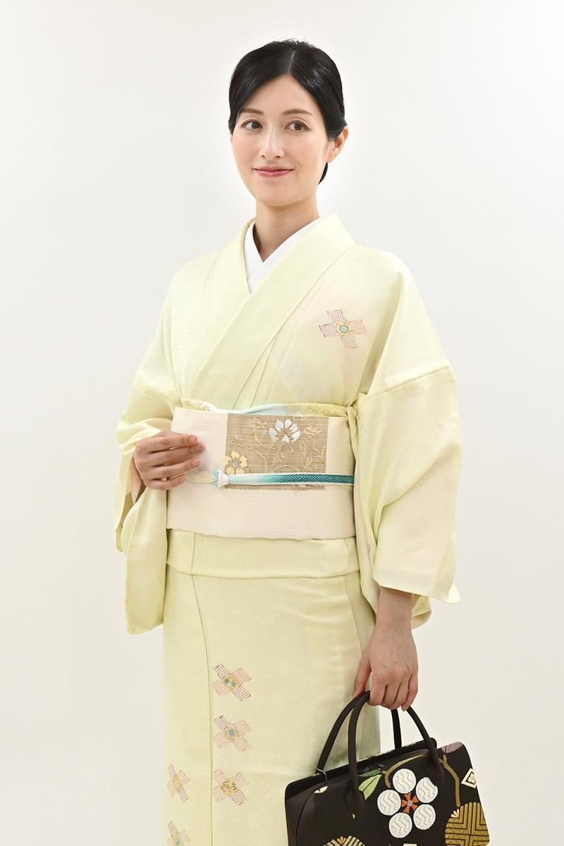 銀座【L-8345】夏 袋帯 白色 横段に唐花文 - 銀座きもの青木｜長く大切