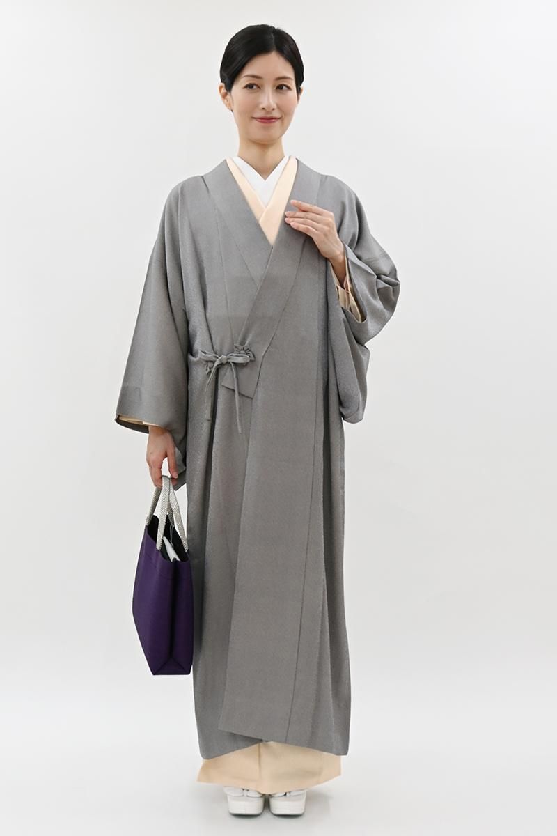 銀座【E-2315】単衣 道中着 茄子紺色 万筋 :身丈124/裄68 - 銀座きもの