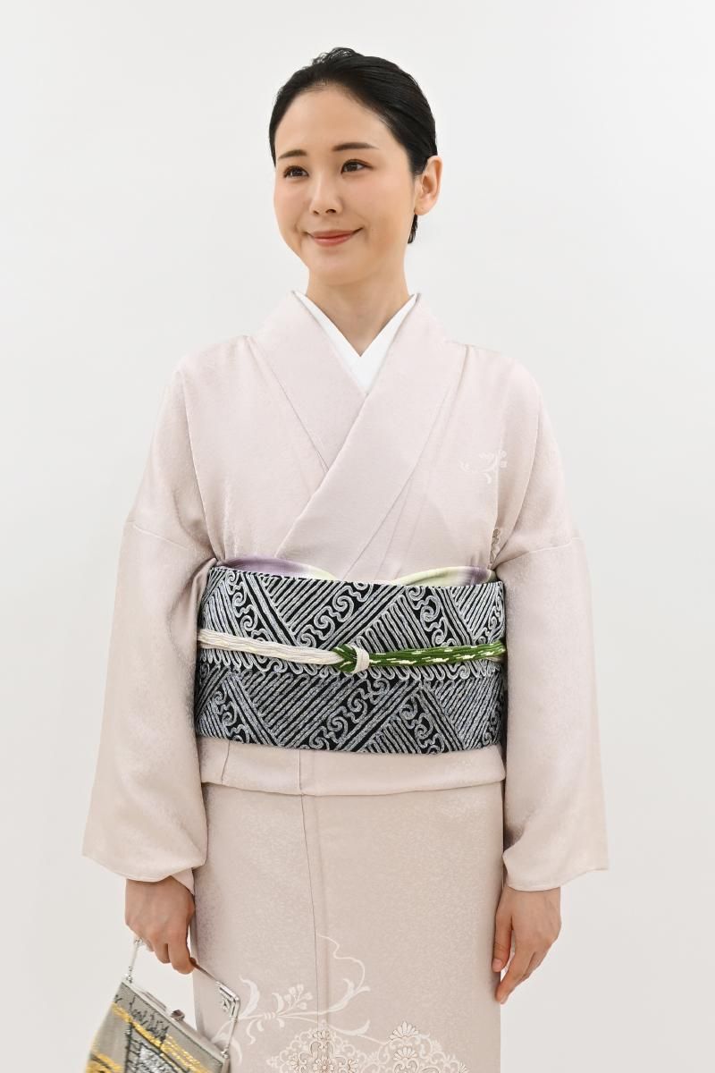 あおき【L-8504】無月製 洒落袋帯 黒色 幾何文（落款入） - 銀座きもの