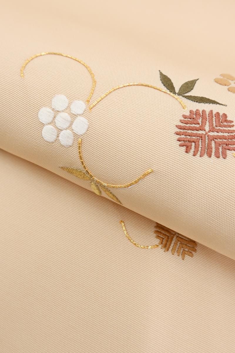 銀座【H-0847】刺繍 名古屋帯 蜂蜜色 笹蔓文 - 銀座きもの青木｜長く