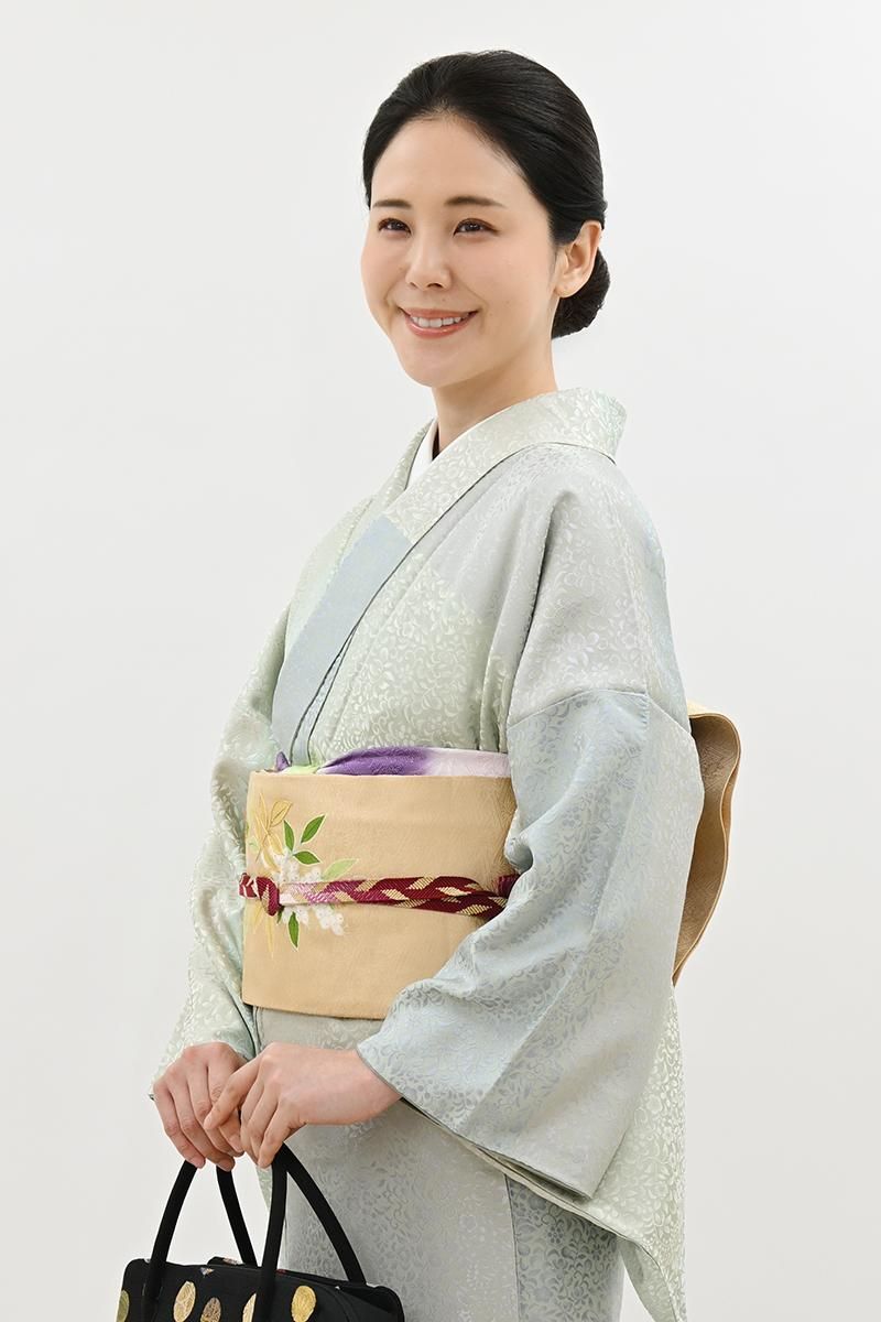 銀座【H-0856】染名古屋帯 淡香色 南天の図 - 銀座きもの青木｜長く