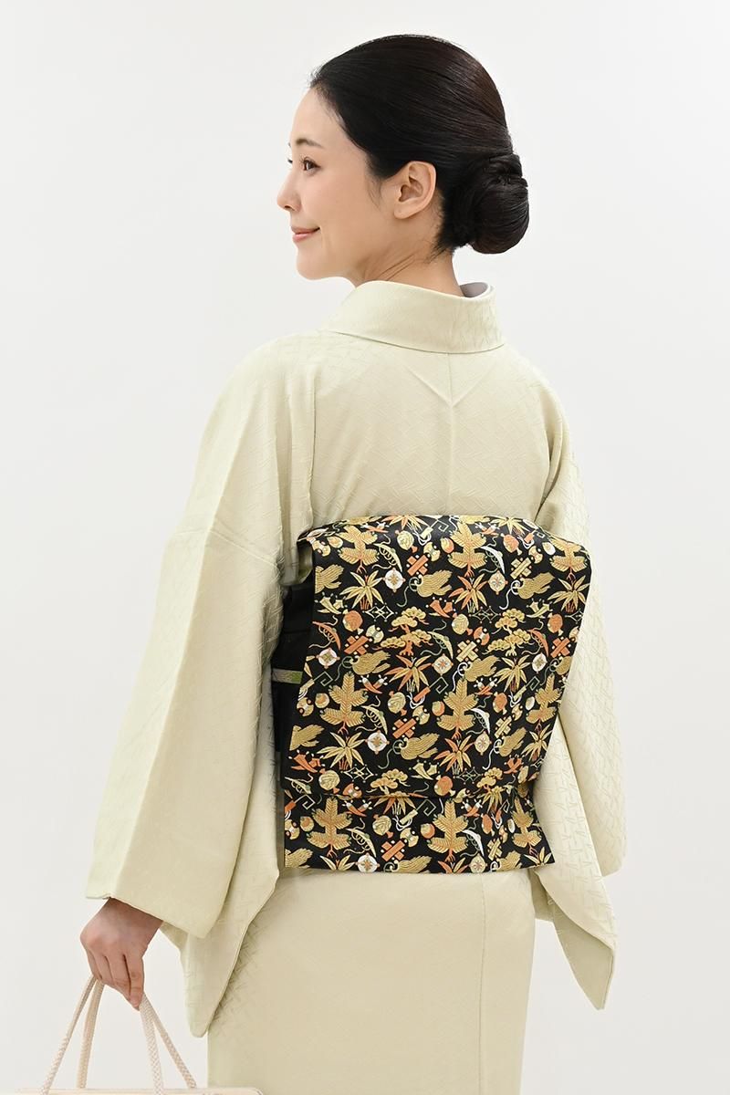 銀座【L-8577】袋帯 蝋色 宝尽くし文（ゑり善扱い） - 銀座きもの青木