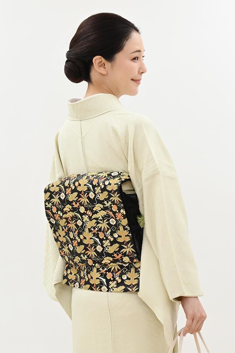 銀座【L-8577】袋帯 蝋色 宝尽くし文（ゑり善扱い） - 銀座きもの青木