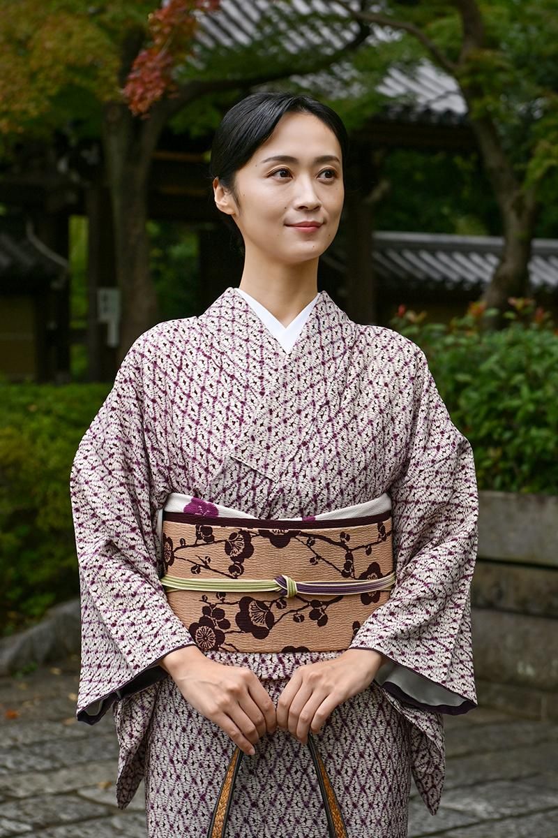 銀座【着物4683】草紫堂製 南部絞紫根染 着物 :身丈158/裄66.5 - 銀座