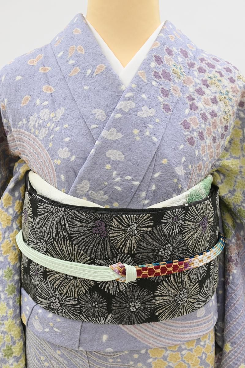 銀座【L-8632】袋帯 薄黒色 松葉文 - 銀座きもの青木｜長く大切に着