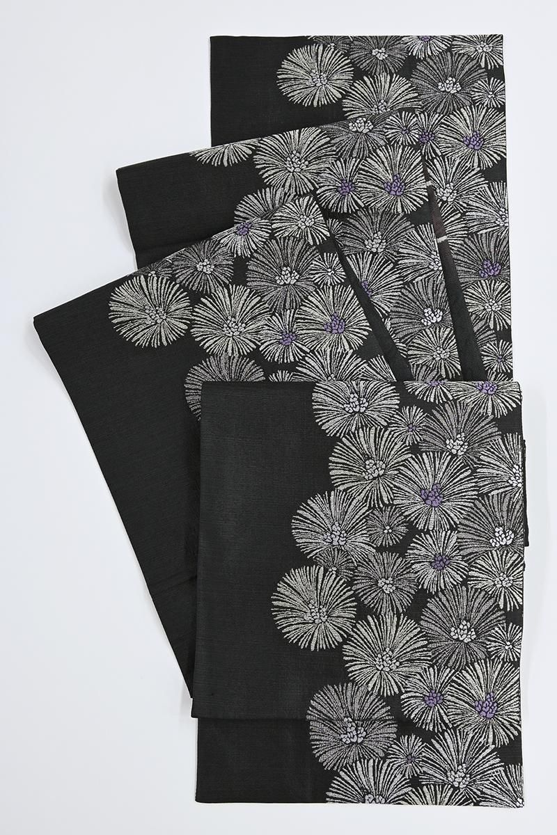 銀座【L-8632】袋帯 薄黒色 松葉文 - 銀座きもの青木｜長く大切に着