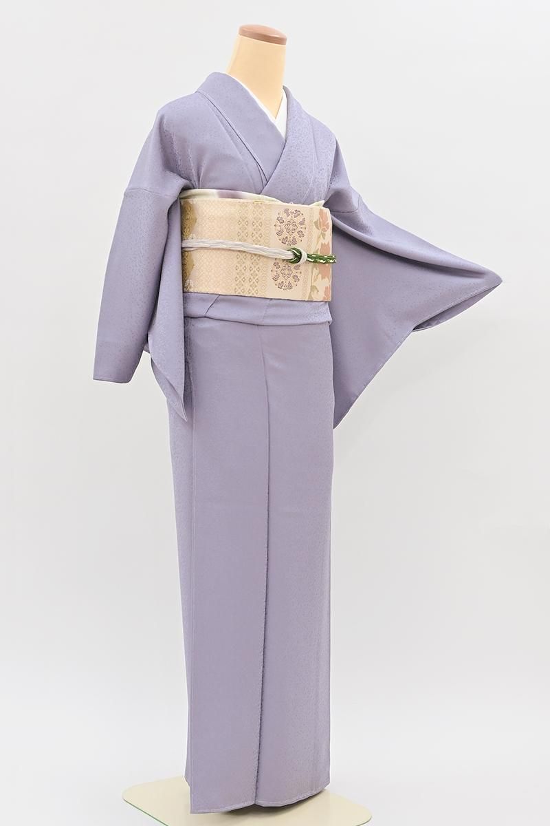 銀座【C-3385】色無地 空色鼠色 花唐草の地紋 :身丈153/裄65 - 銀座