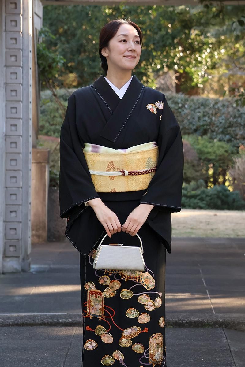 銀座【帯5871】西陣 桝屋高尾製 ねん金綴錦 袋帯「菊青海」 - 銀座