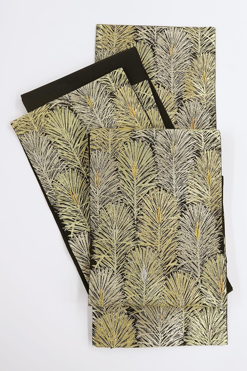 銀座【L-8647】袋帯 黒色 大王松（落款入） - 銀座きもの青木｜長く