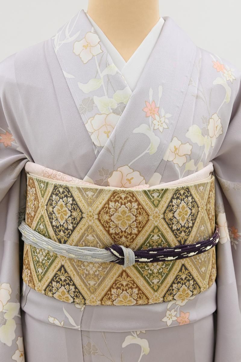 銀座【L-8639】袋帯 金色 花菱文 - 銀座きもの青木｜長く大切に着続け