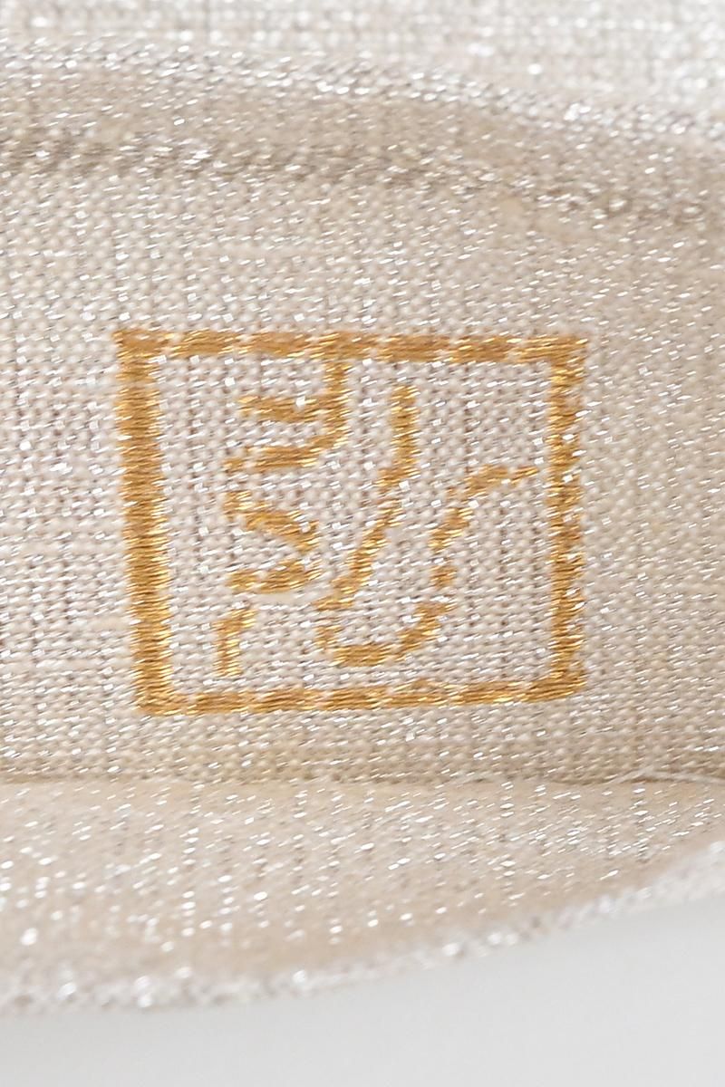 銀座【L-8651】桝屋高尾製 ねん金綴錦 袋帯 金色 段霞文（落款入