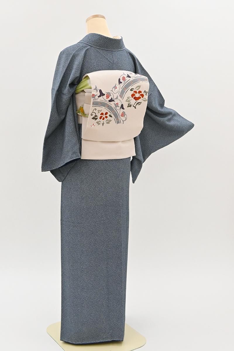 銀座【C-3462】江戸小紋 紺鳶色 開運縁起文様（落款入・反端付） :身丈