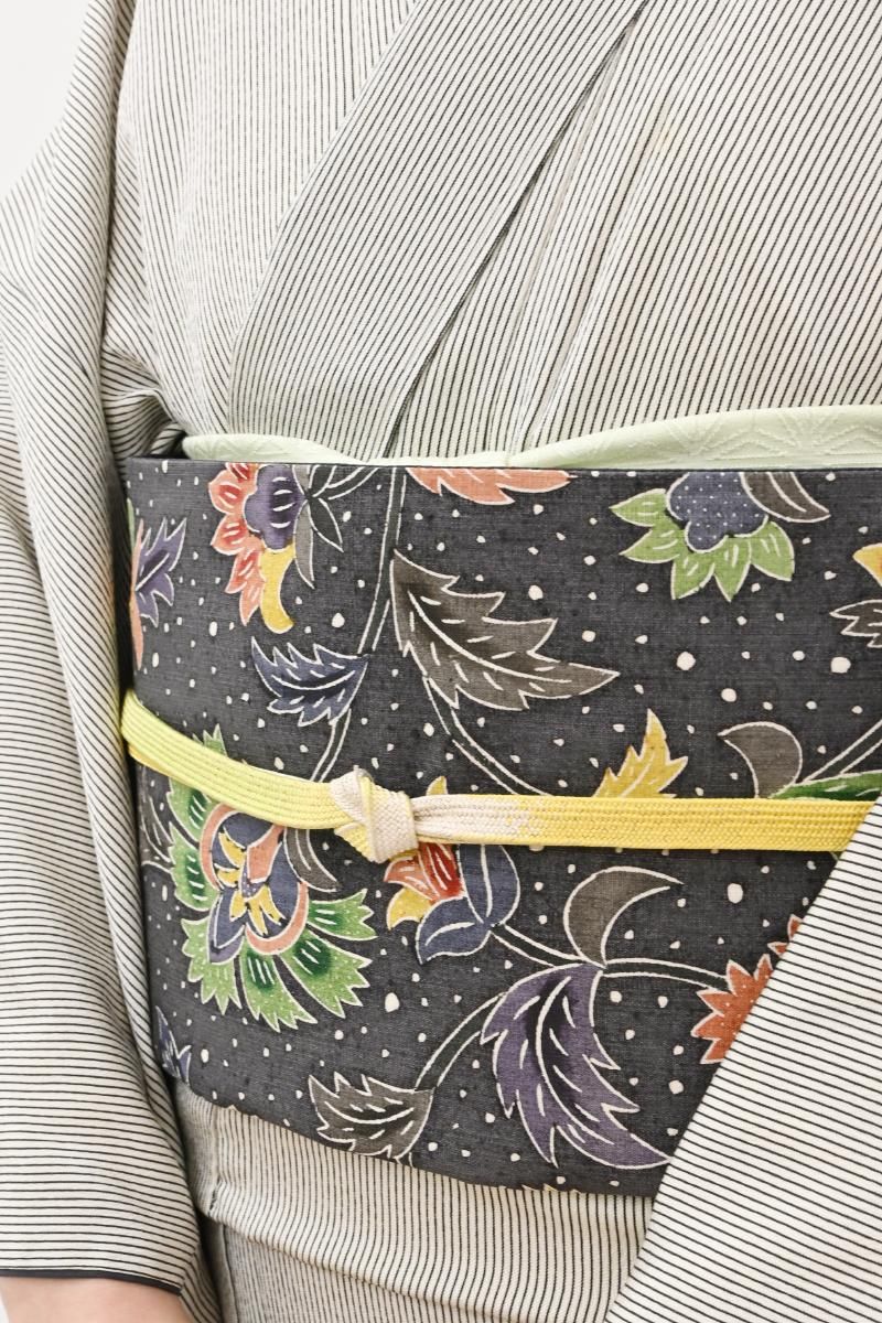 銀座【L-8743】紬地 洒落袋帯 紺滅色 唐花文 - 銀座きもの青木｜長く