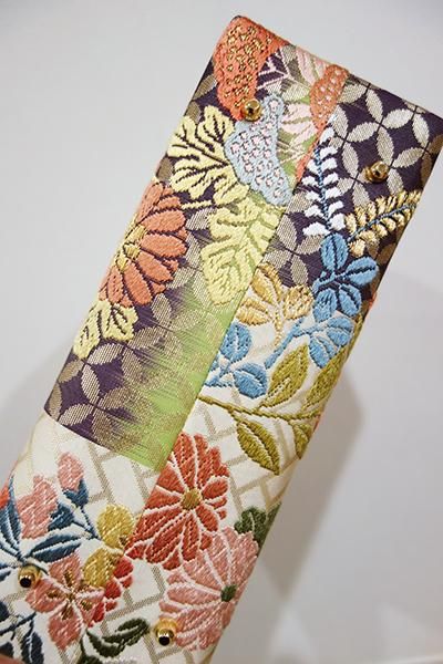 G-819】利休バッグ 唐織 白練色 秋草文（小サイズ・未使用） - 銀座