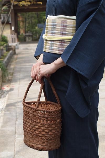 G-911】山葡萄籠バッグ バケツ型 立体菱形編 中 (新品) - 銀座きもの