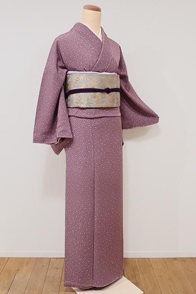 あおき【C-1434-2】江戸小紋 葡萄鼠色 大小霰 :身丈163/裄69 （反端付