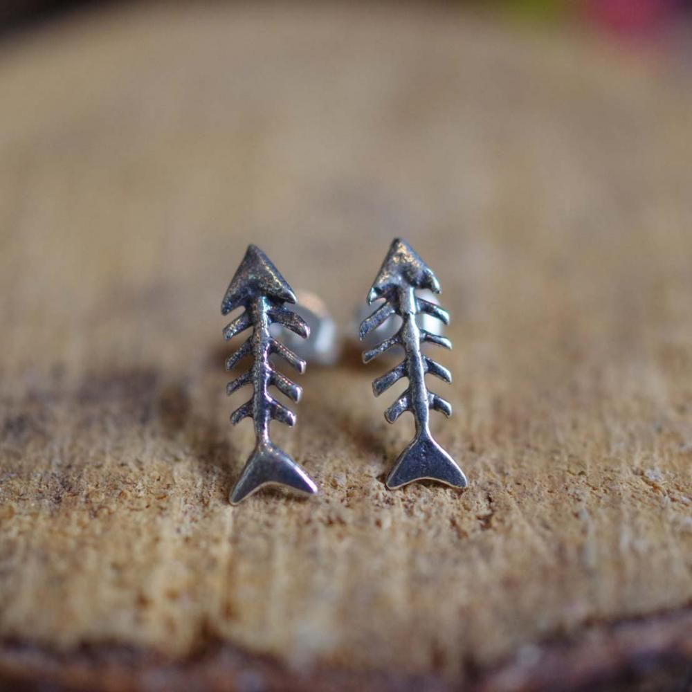 Silver925☆魚の骨 ミニピアス