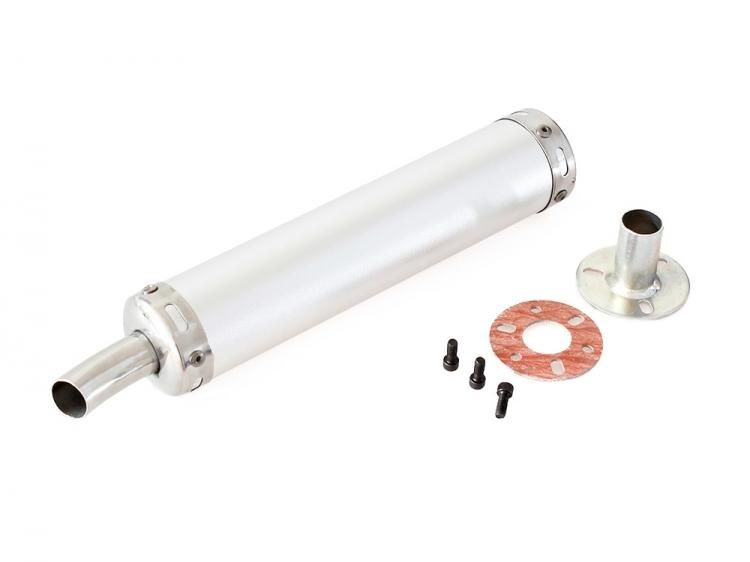 ヤマハ TZM50R/TZR/YSR 社外 チャンバーに アルミ サイレンサー 銀色