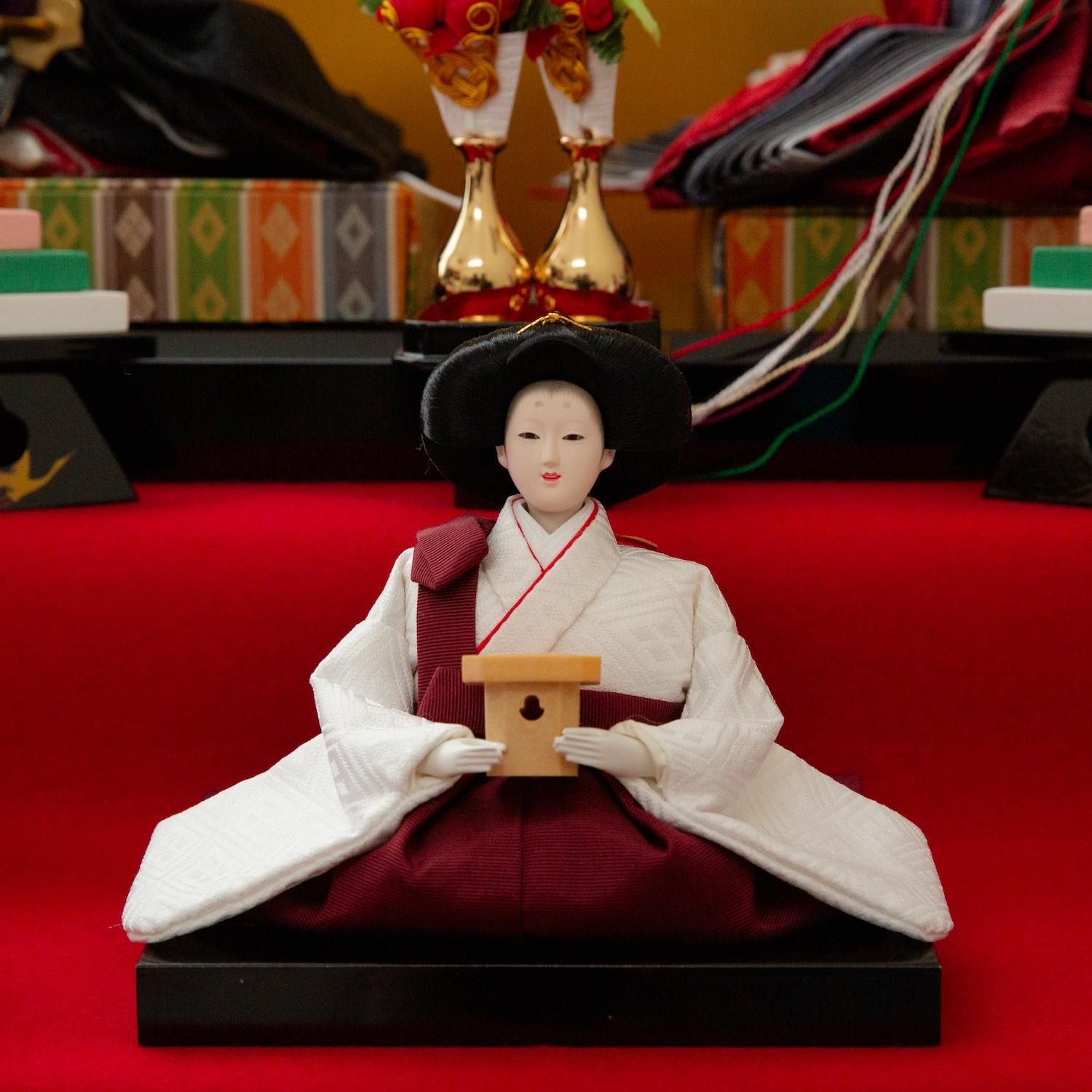 雛人形 大三五 収納台5人飾 清水久遊 桐塑本練頭 雲立涌 三白官女