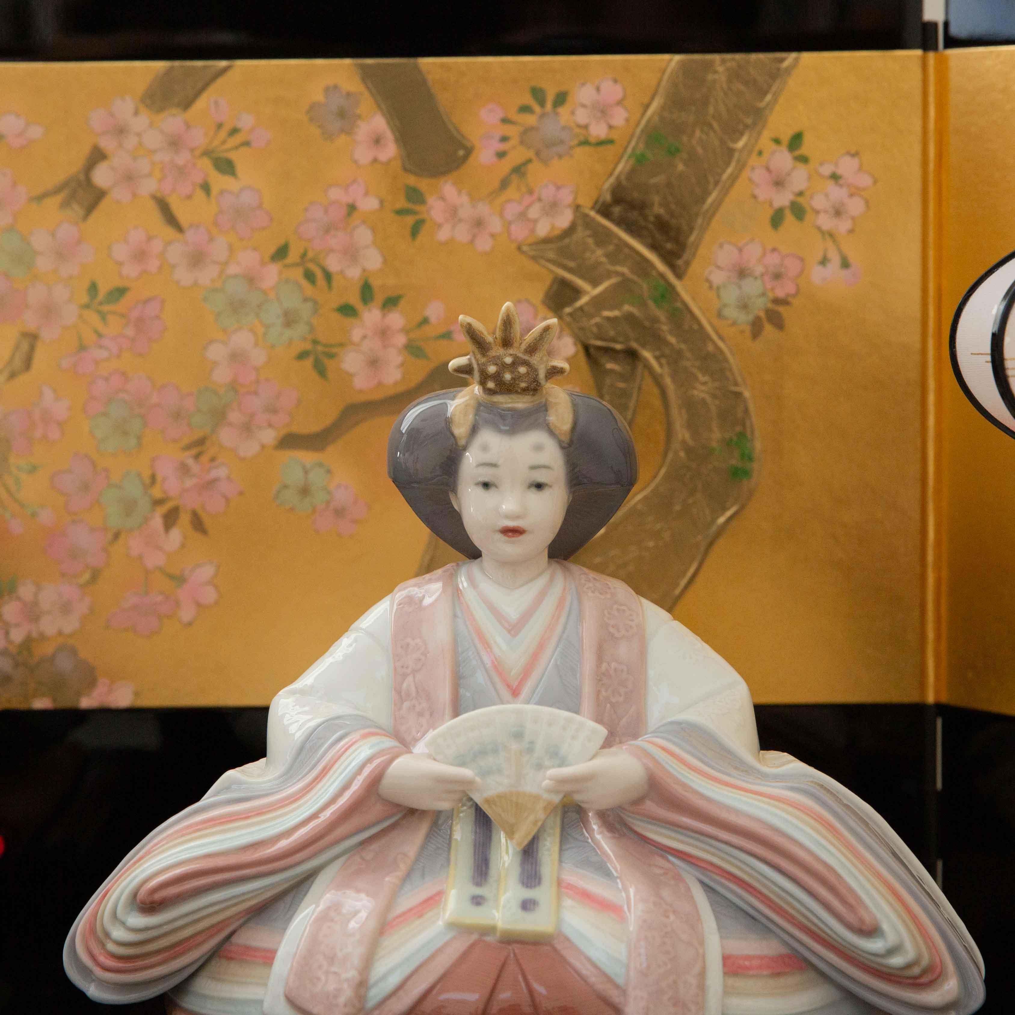 LLADRO リヤドロ ひな人形 | 磁器 月夜桜屏風 - 雛人形・五月人形