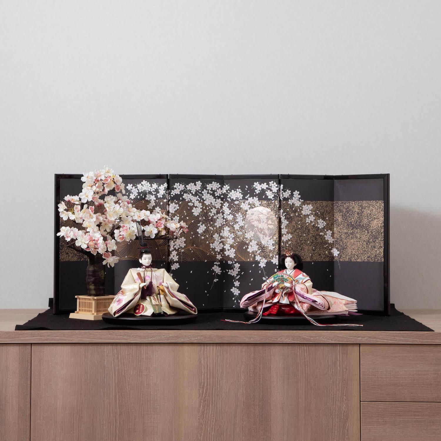 モダン オシャレ 雛人形 大三五 親王飾り 新刺繍 小倉草園