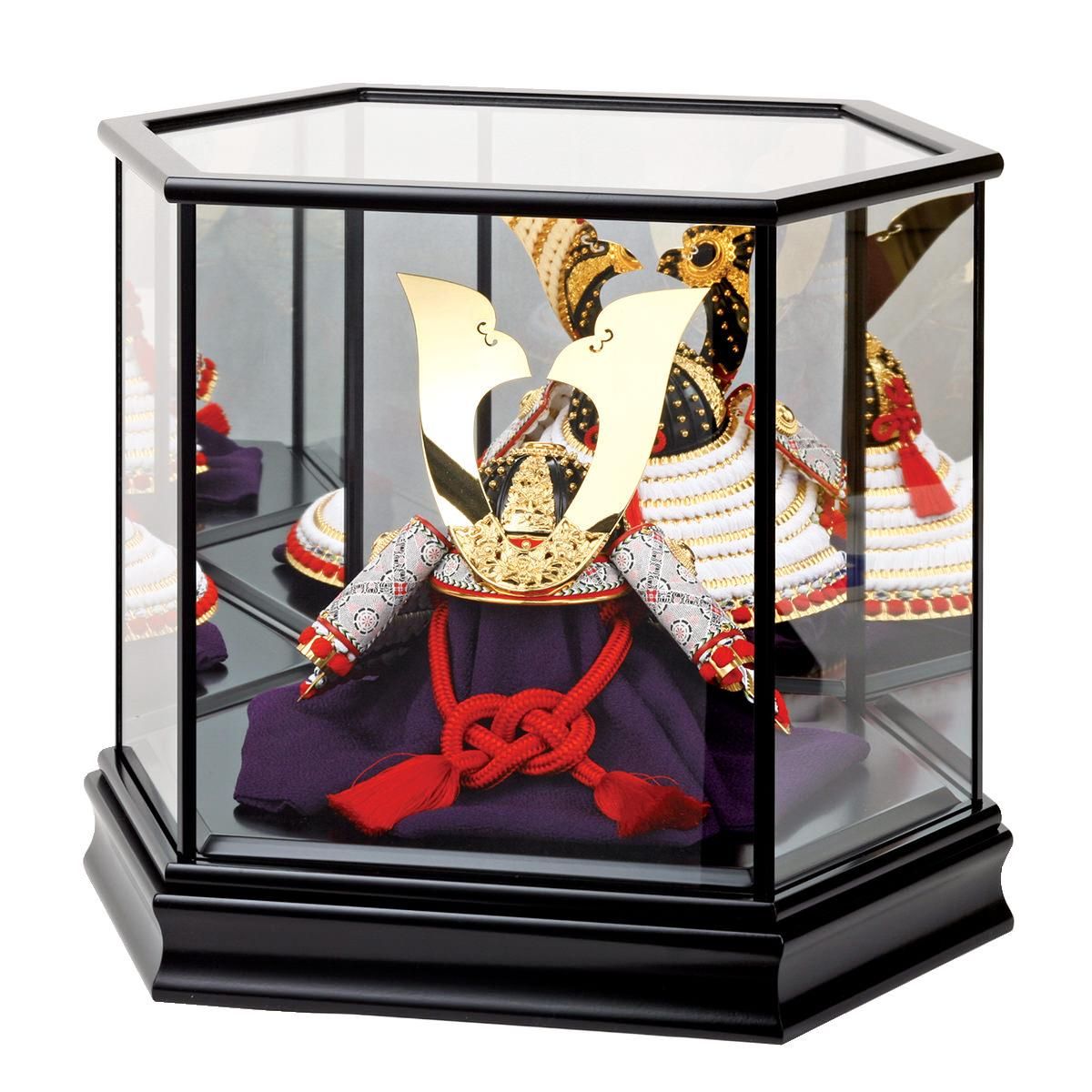 兜用 単品ガラスケース 六角背景鏡 サイズオーダー可能 - 雛人形・五月