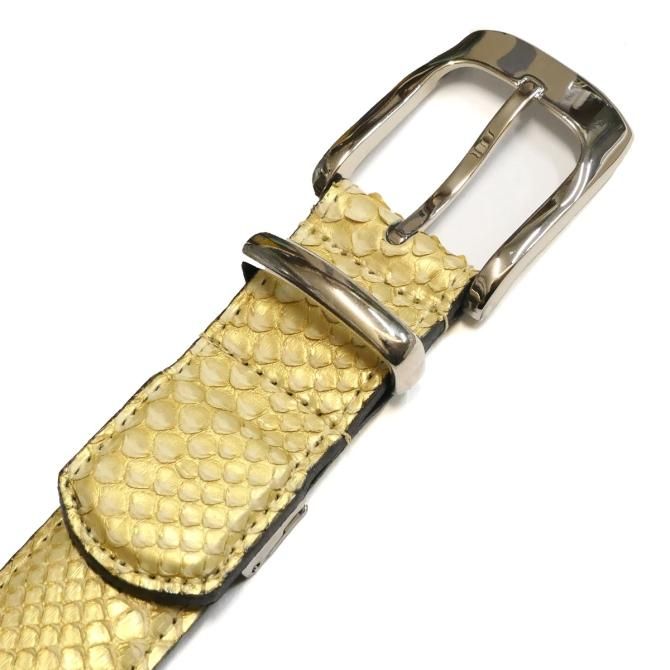 ベルト メンズ 本革 / 3.5cm幅 / パイソン 栃木レザー 牛革