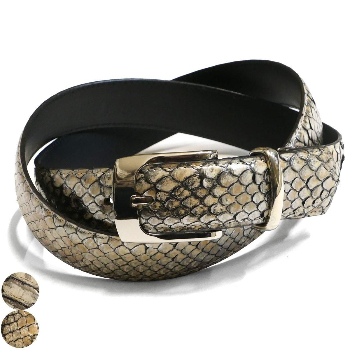 ベルト メンズ 本革 / 3.5cm幅 / パイソン 栃木レザー 牛革