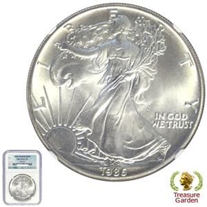 アメリカ 1986年 1ドル イーグル銀貨] 初年度 【NGC鑑定 MS69 First