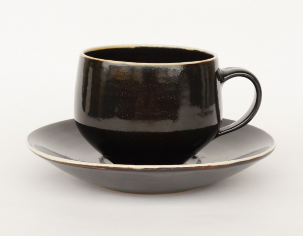 Lucie Rie/Coffee Cup & Saucer/鏡面黒釉薬 - organ-online.com