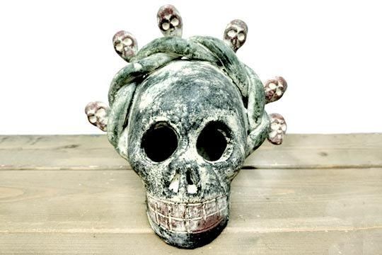 アンティーク風 カラベラ セラミック 置物 インテリア 骸骨 飾り