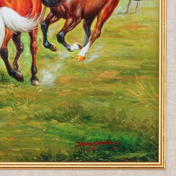 肉筆油彩画「疾走する九頭馬」 M10号 今回限定10 ー 三宝堂オンライン