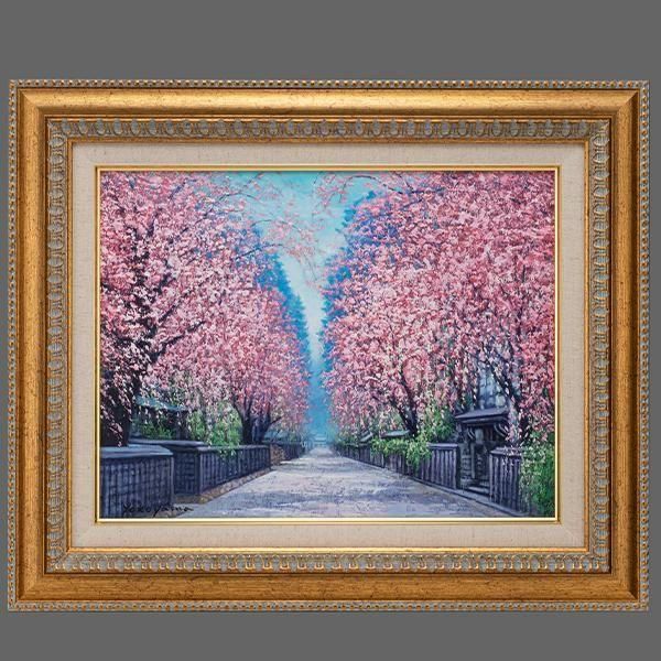 肉筆油彩画 角館の桜路 6号 ー 三宝堂オンラインショップ