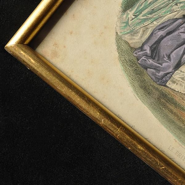 額装された貴婦人画・2B/フランスアンティーク雑貨 絵画 貴婦人画 銅